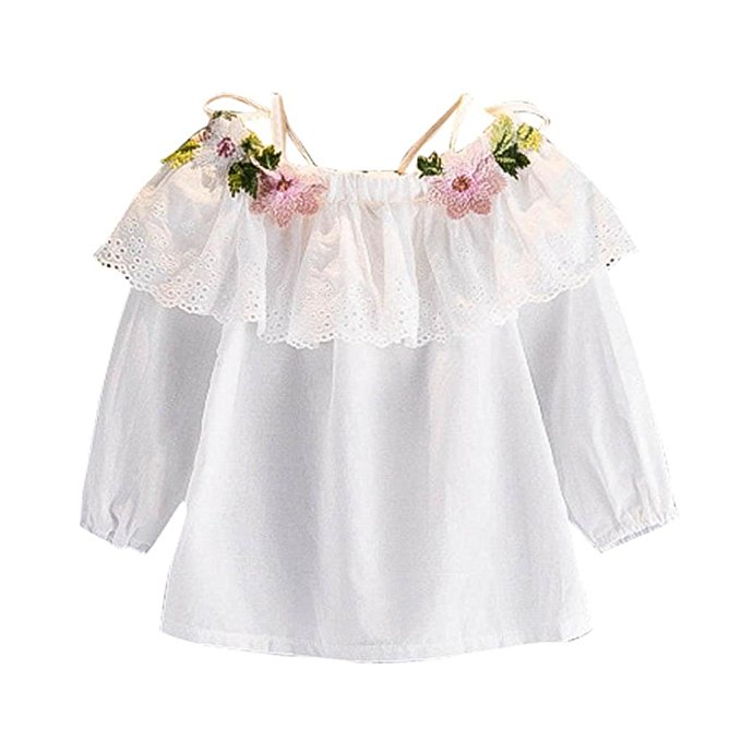 Kimanli Kids Baby Girls Floral Embroidery op