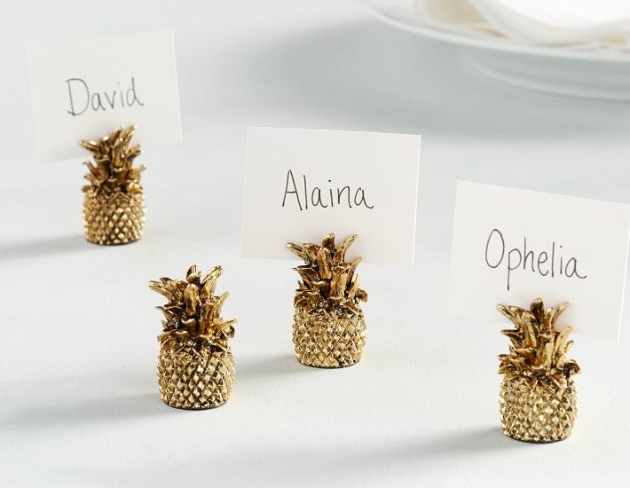 Pottery Barn Gold Pineapple Place Card Holders, Set of 4