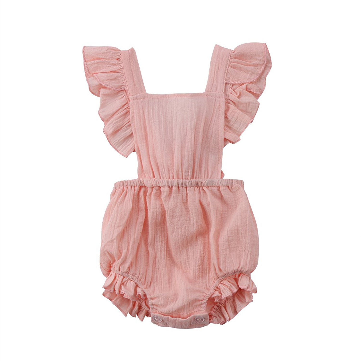 Baby Girl Butterfly Sleeve Backless Ruffle Romper - Adorable Amazon Outfits for Baby Girls and Toddlers by popular North Carolina style blogger, Glitter, Inc.