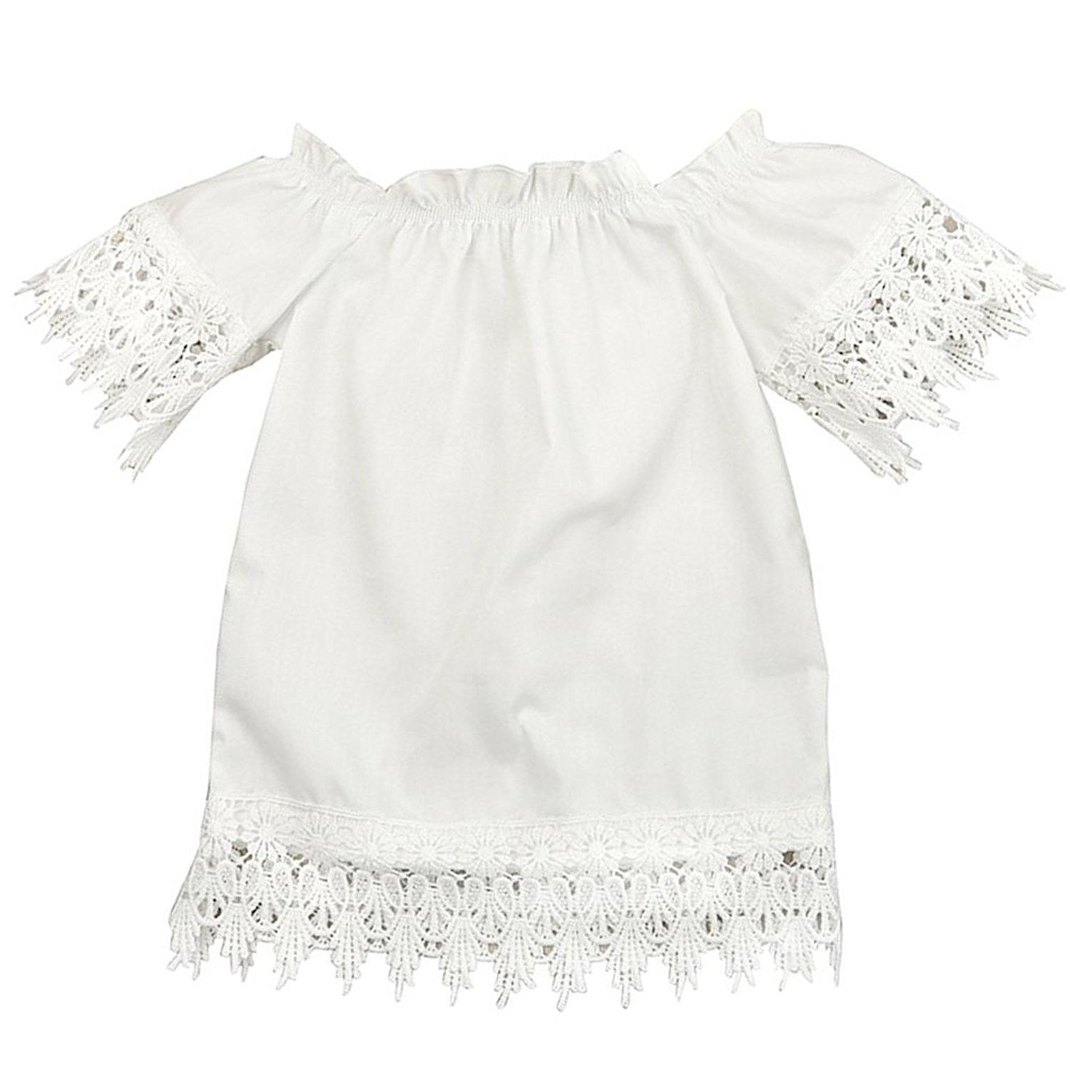 Baby Girls White Off Shoulder Lace Dress