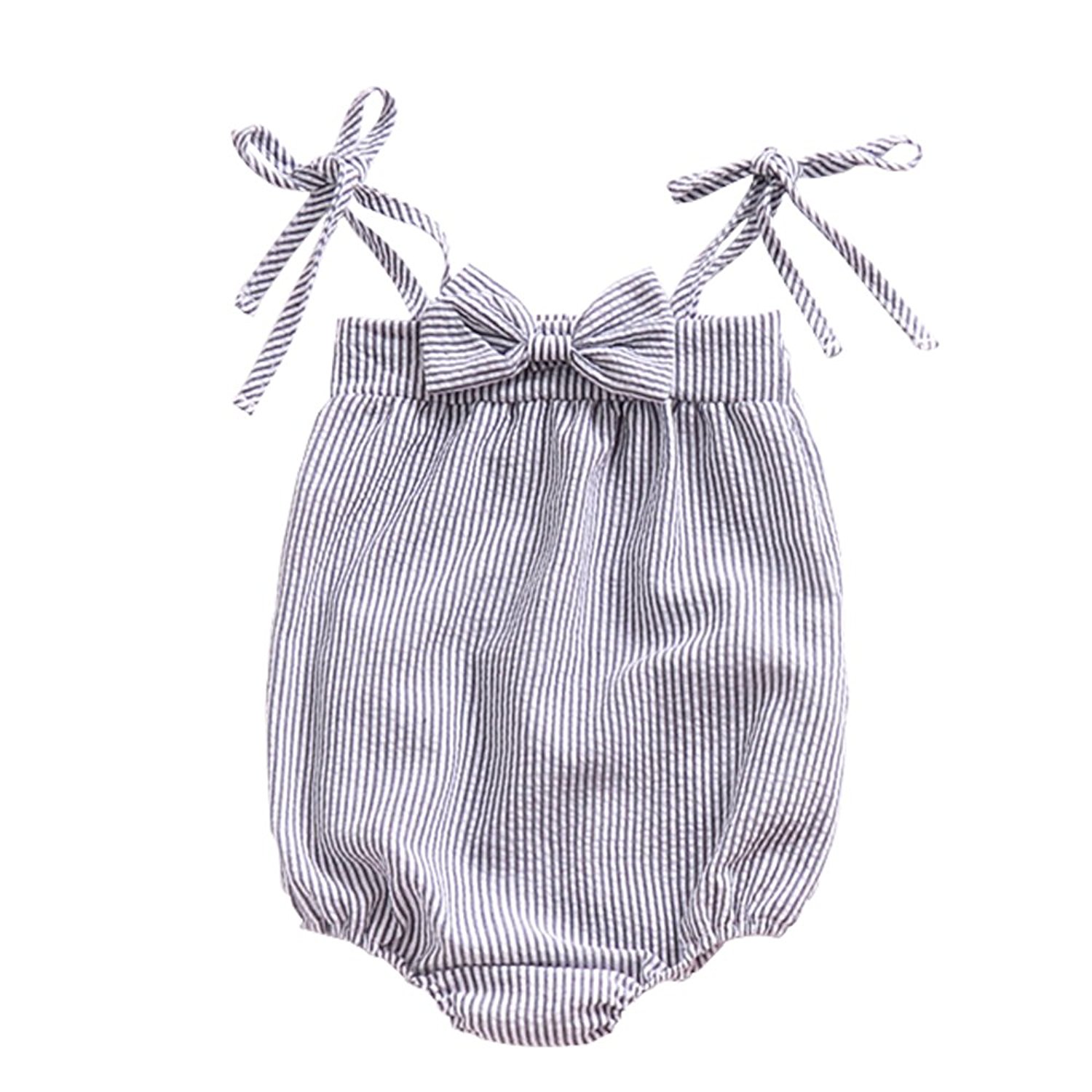 Ding Dong Baby Girl Summer Striped Romper - Adorable Amazon Outfits for Baby Girls and Toddlers by popular North Carolina style blogger, Glitter, Inc.