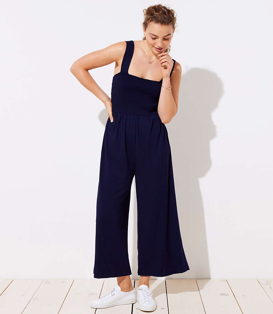 LOFT Smocked Wide Leg Jumpsuit - Weekly Finds featured by North Carolina style blogger, Glitter, Inc.