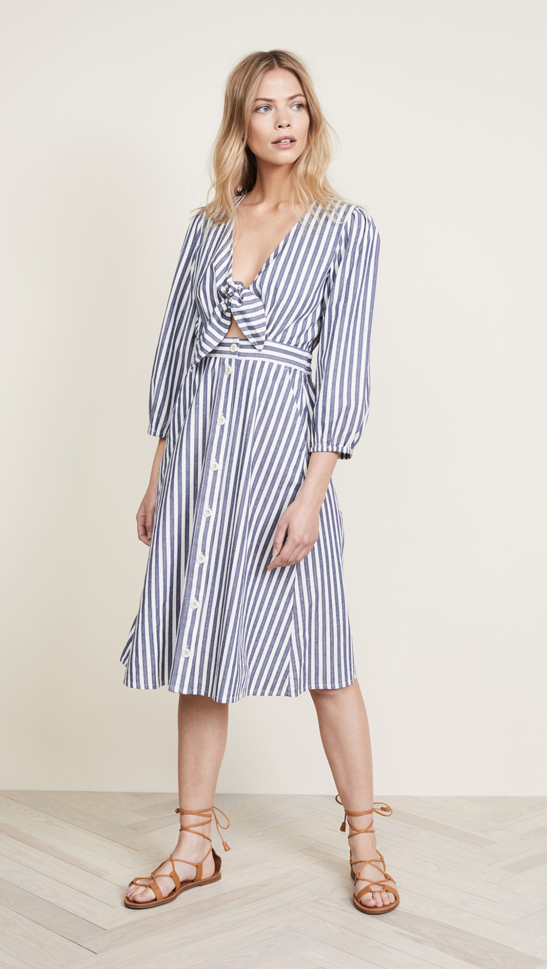 Madewell Shimmer Stripe Cutout Midi Dress  - Shopbop sale recommendations by popular North Carolina fashion blogger Glitter, Inc.