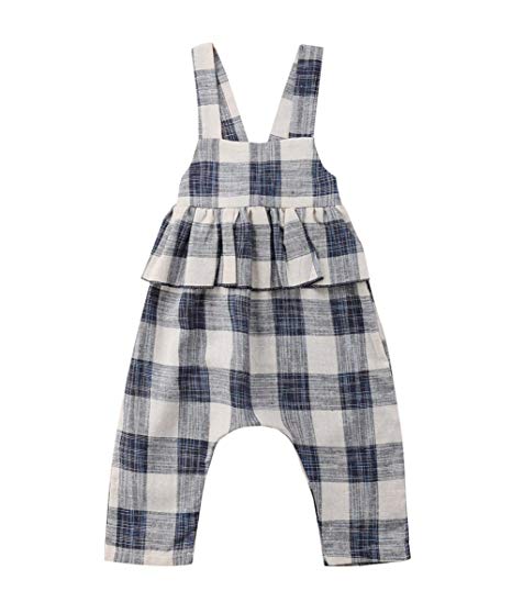 Toddler Kids Baby Girl Stripes Bell-Bottom Jumpsuit Romper Overalls Pants Outfits