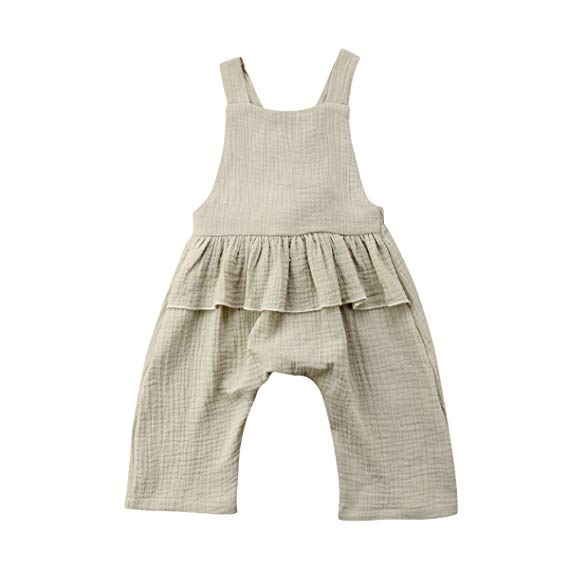 Wiwiane Baby Girl Sleeveless Ruffle Romper Jumpsuit Backless Playsuit Outfit Overalls