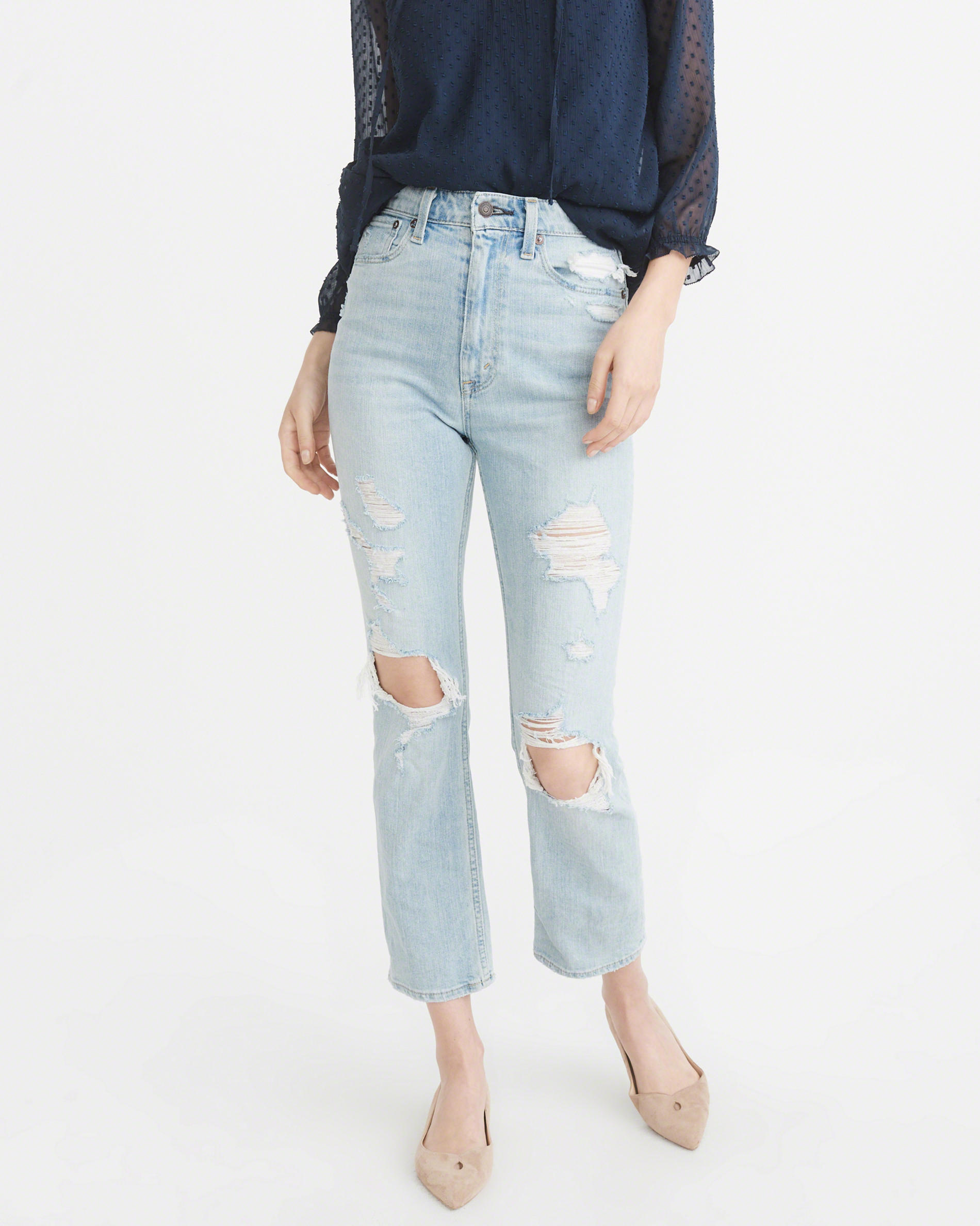 Abercrombie High Rise Ankle Straight Jeans