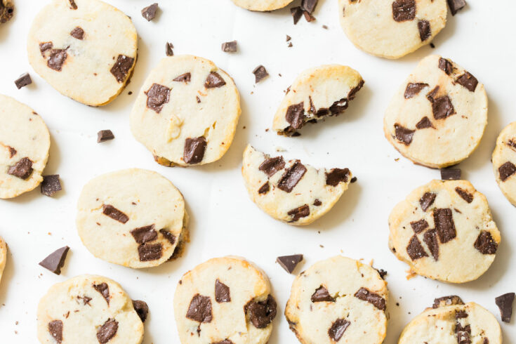 Salted Butter Chocolate Chunk Shortbread Cookies