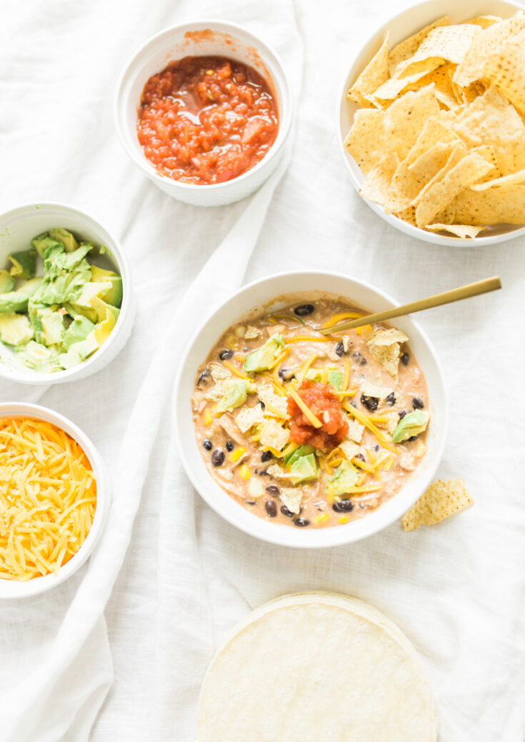 Crockpot Creamy Chicken Enchilada Soup