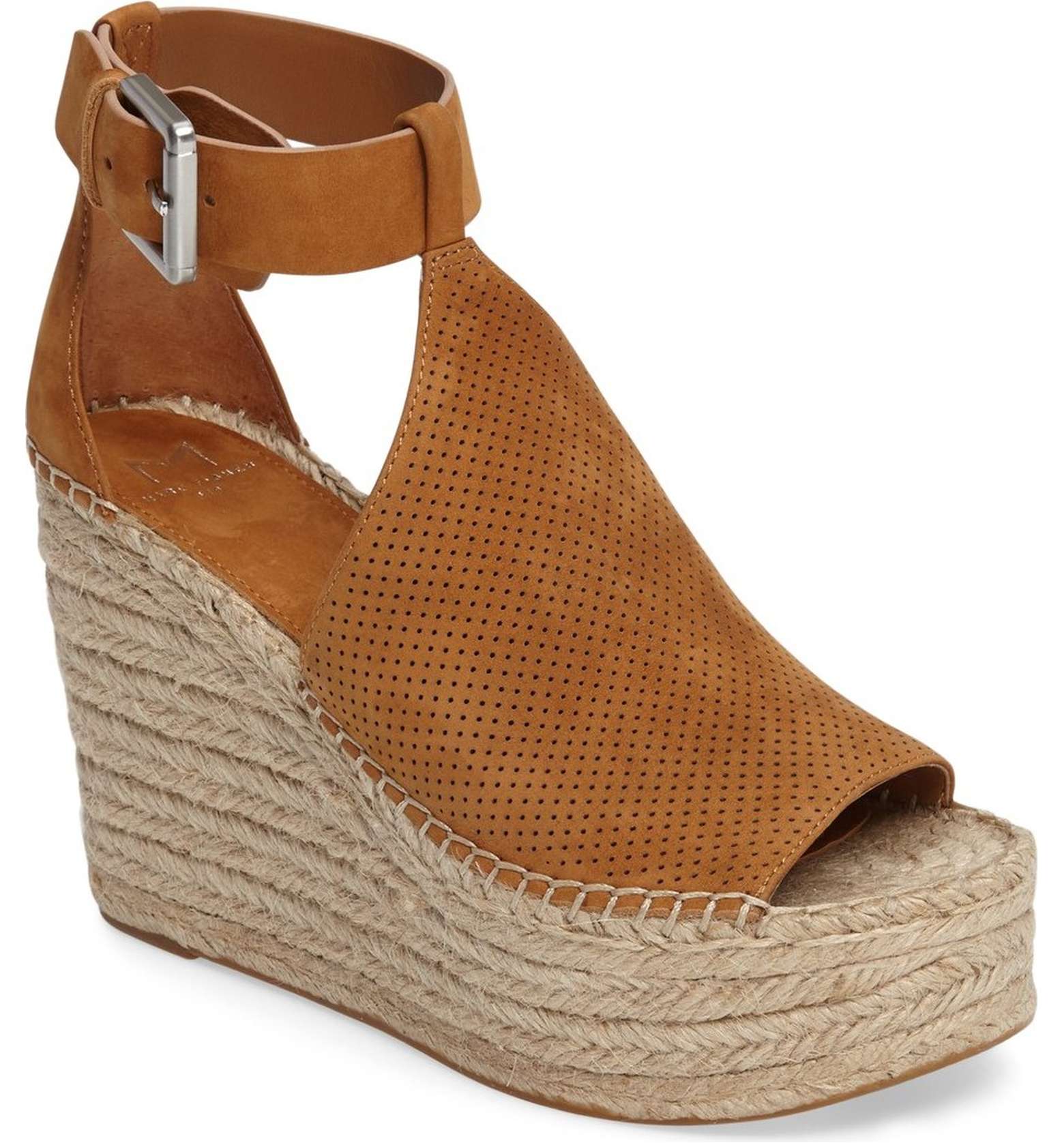 MARC FISHER LTD Annie Perforated Espadrille Platform Wedge 