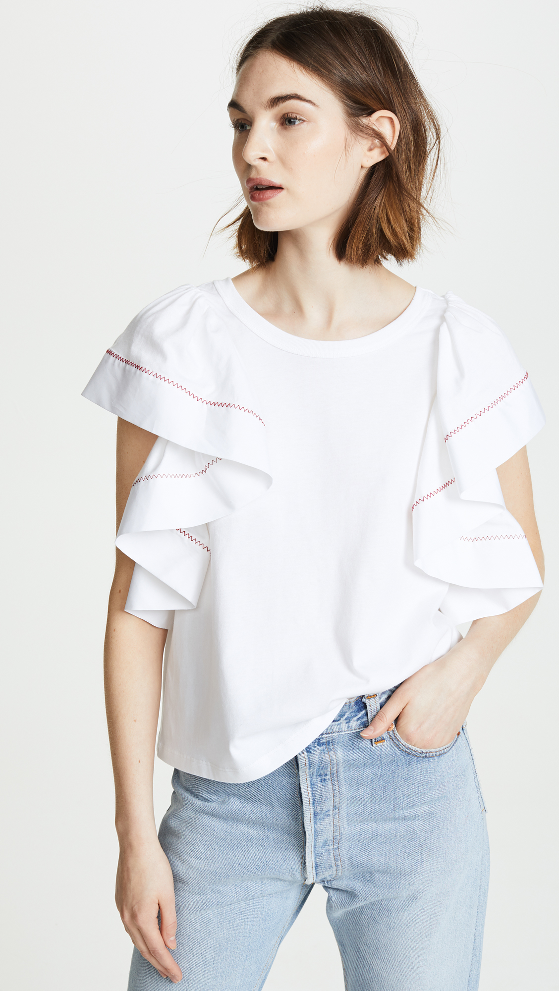 See by Chloe Ruffle Sleeved Tee 