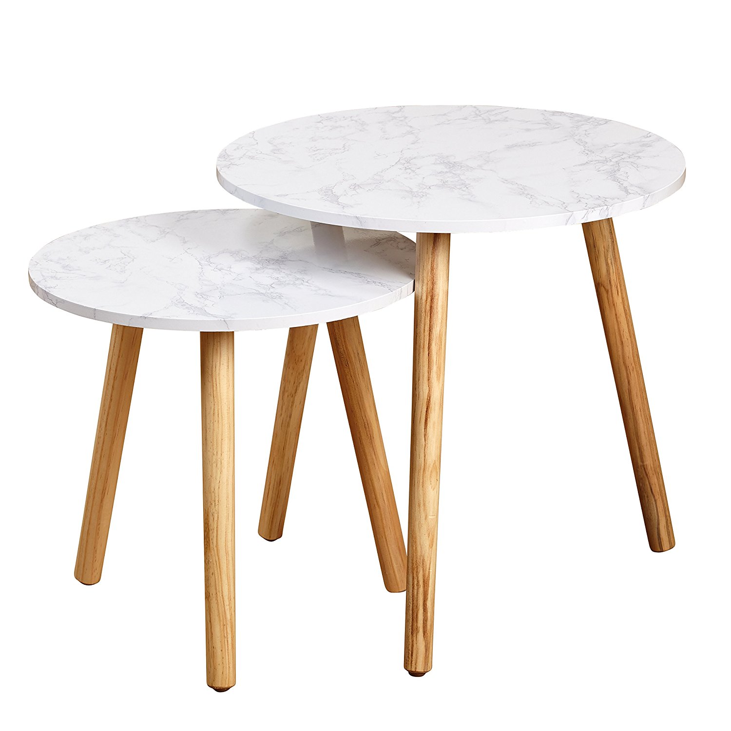 Darcy Collection Mid Century Modern Set of 2 Faux Marble Nesting Tables