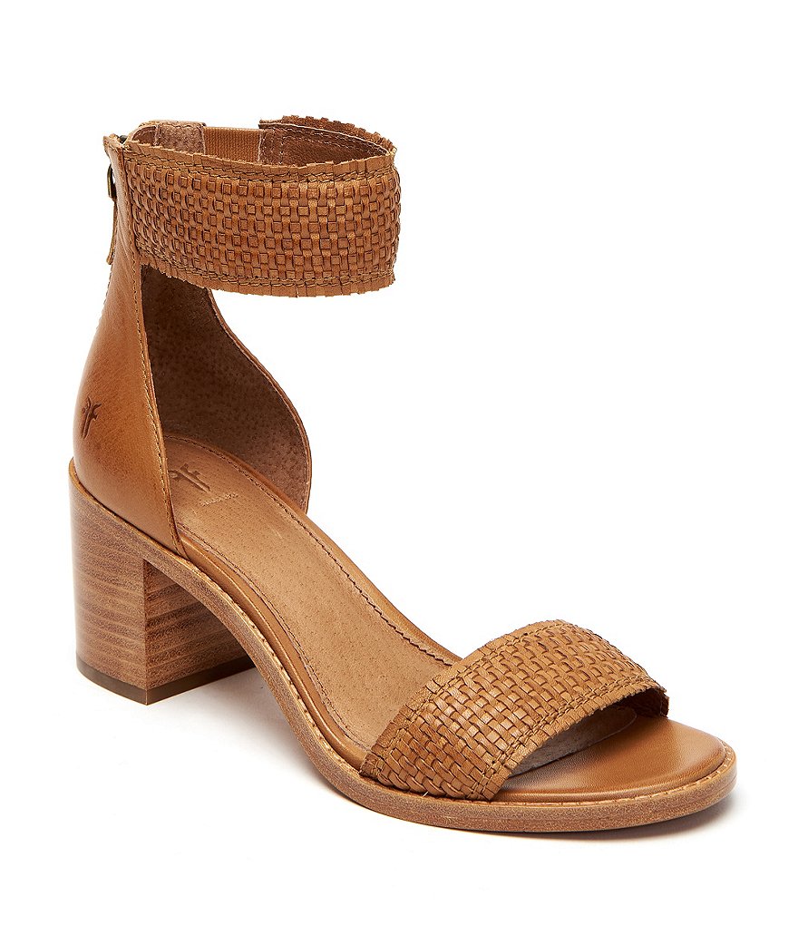 FRYE Women's Bianca Woven Back Zip Heeled Sandal