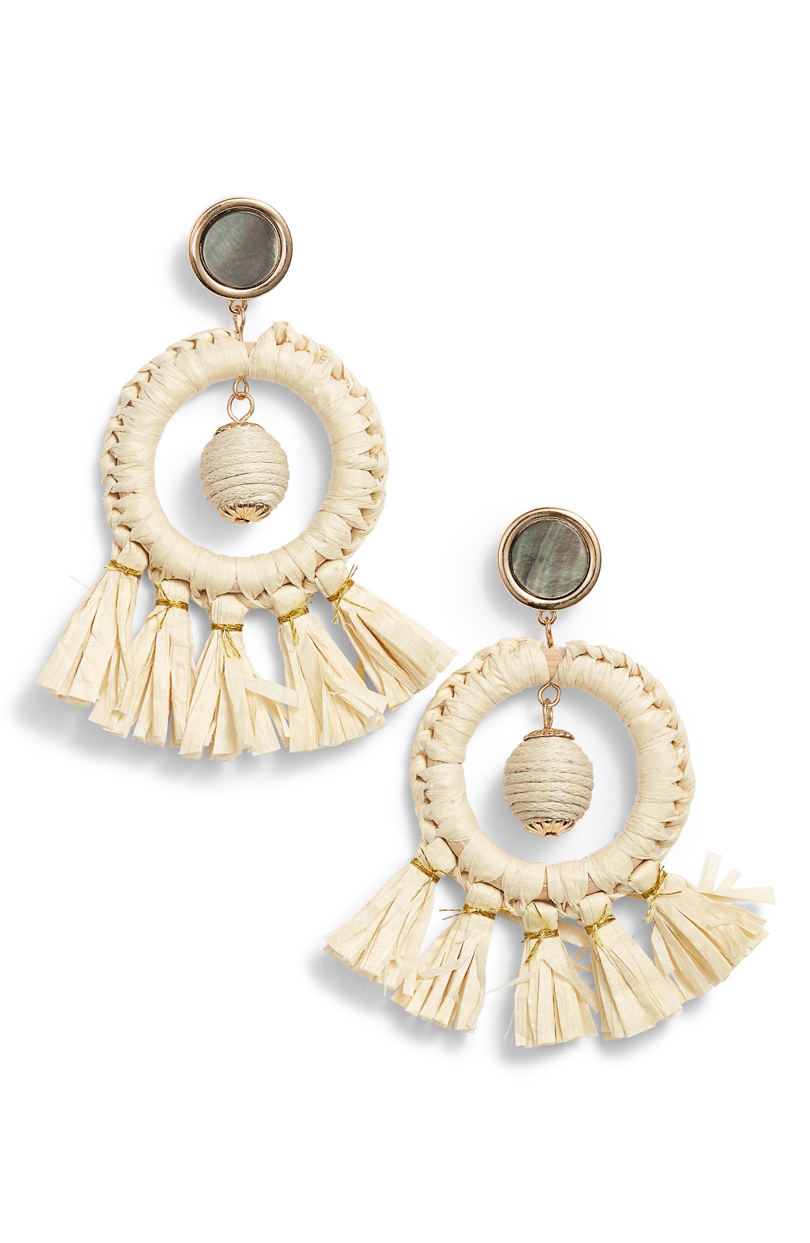 KITSCH Shell & Straw Drop Earrings