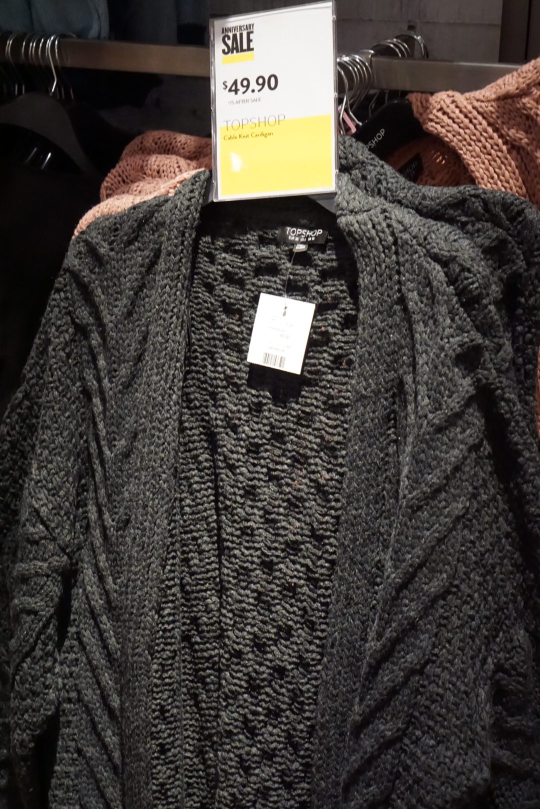 Topshop Cable Knit Open Front Cardigan