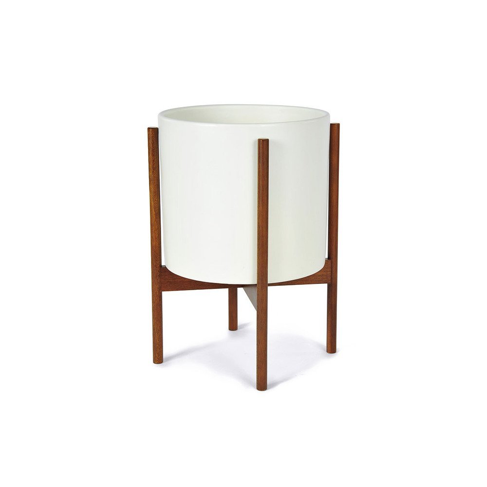 Modernica Case Study Ceramic Planter with Wood Stand