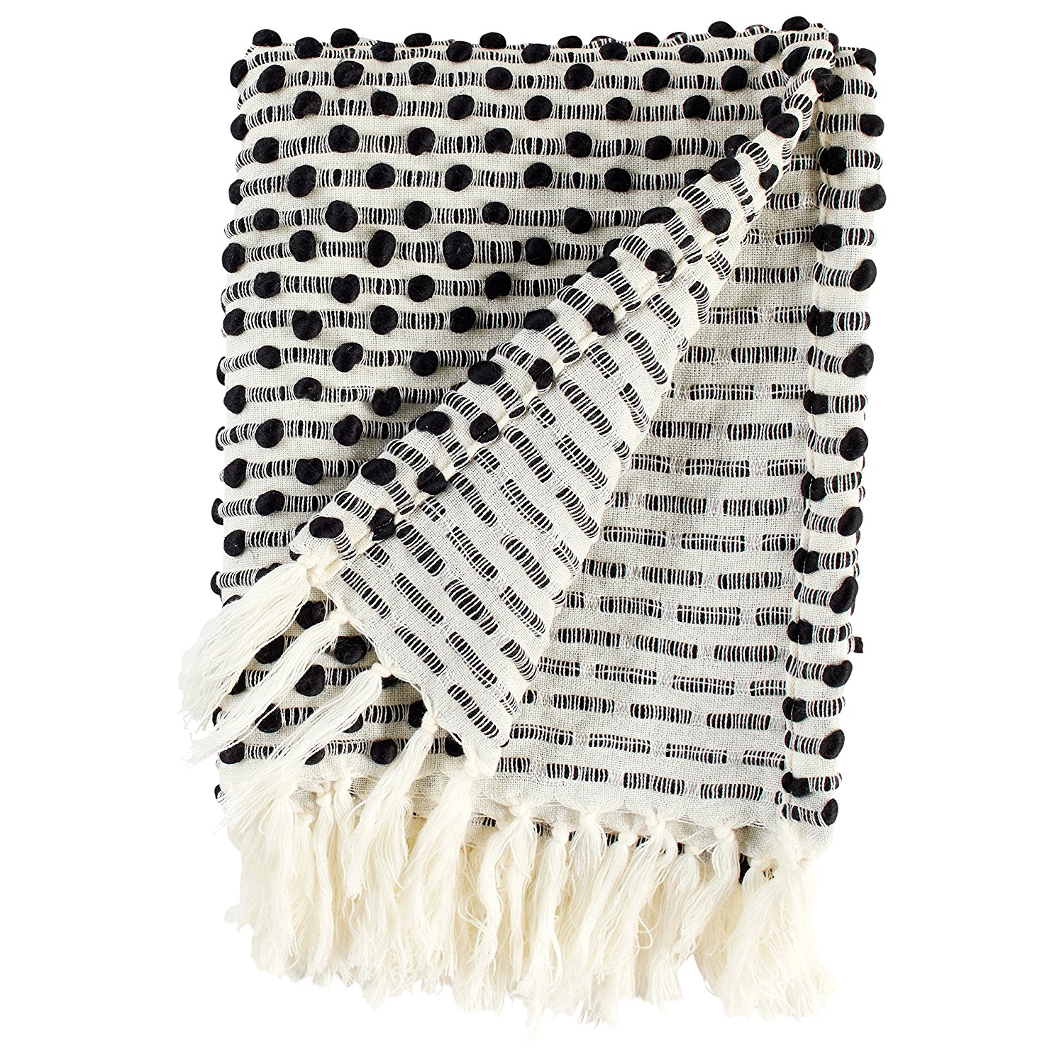 Rivet Bubble Textured Lightweight Decorative Fringe Throw Blanket from Amazon