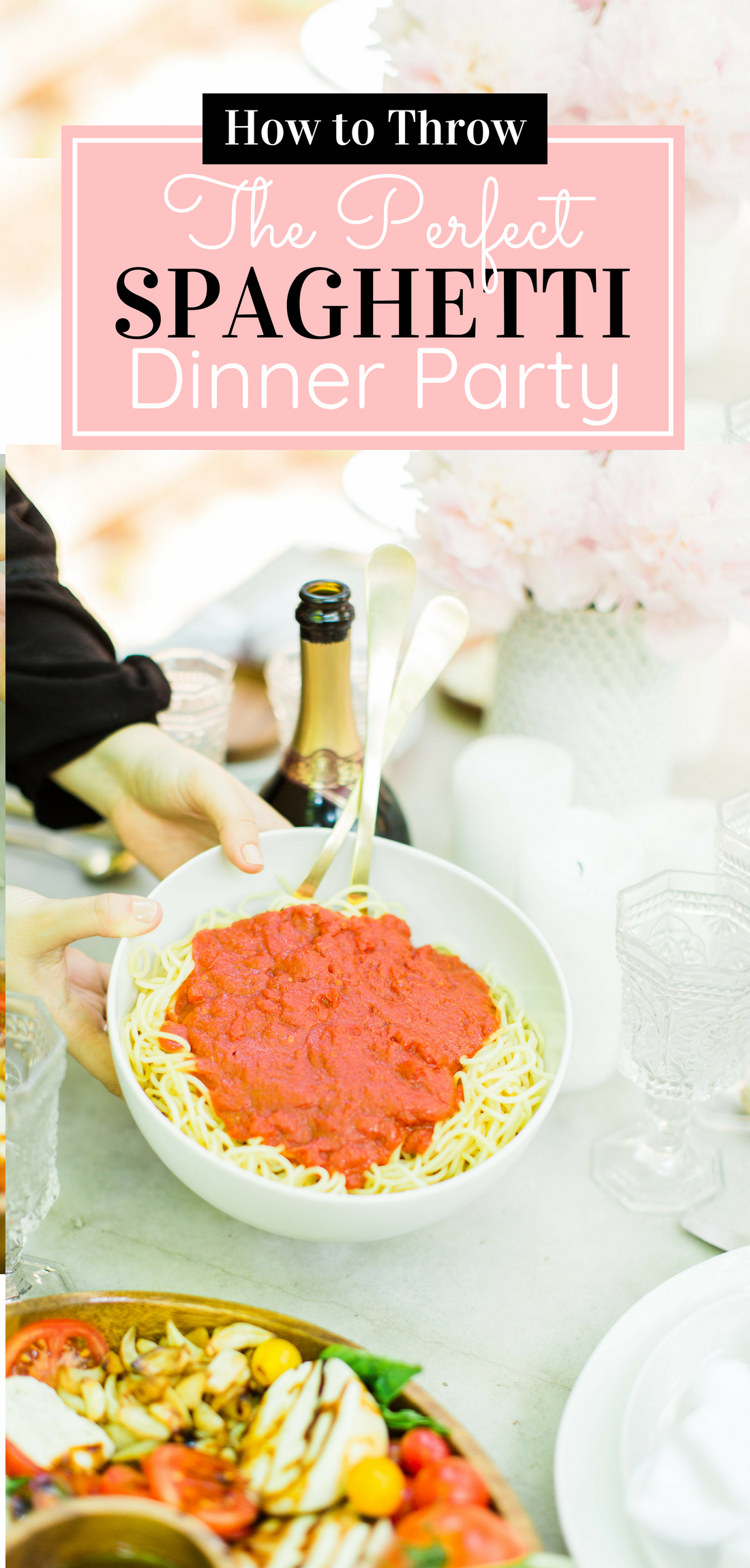 Throw an easy, light-hearted, and fun get-together for friends and family with one of our favorites - the spaghetti dinner party. Sharing how we throw a memorable spaghetti dinner - that everyone will love - in just a few simple steps! #dinnerparty #spaghettidinner #pastadinner #italiandinnerparty Click through for the details. | glitterinc.com | @glitterinc