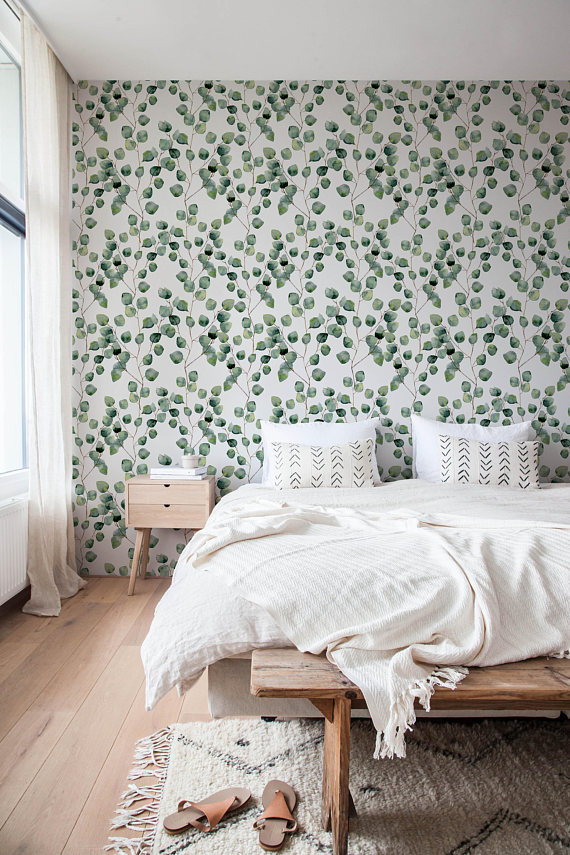 Eucalyptus Peel and Stick Fabric Removable Wallpaper