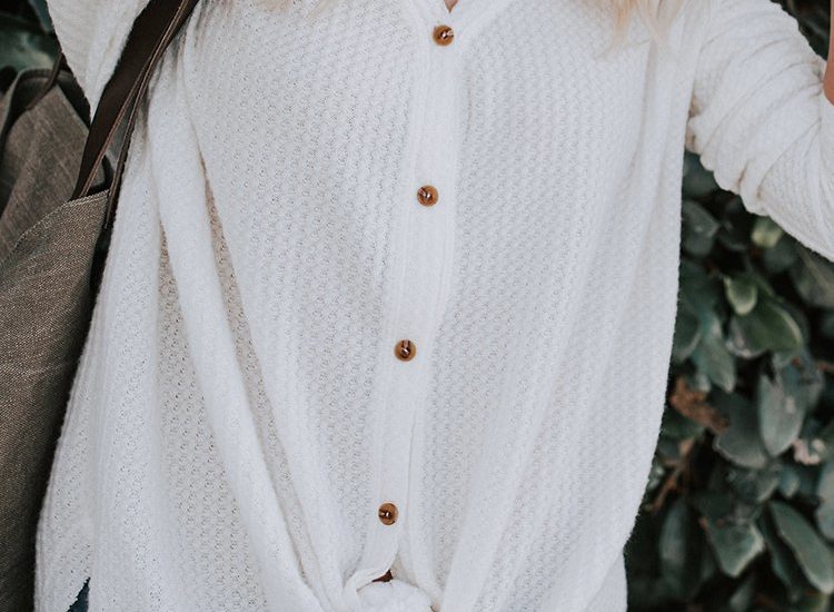 Loose Button-Down Henley High Low Thermal Top on Amazon