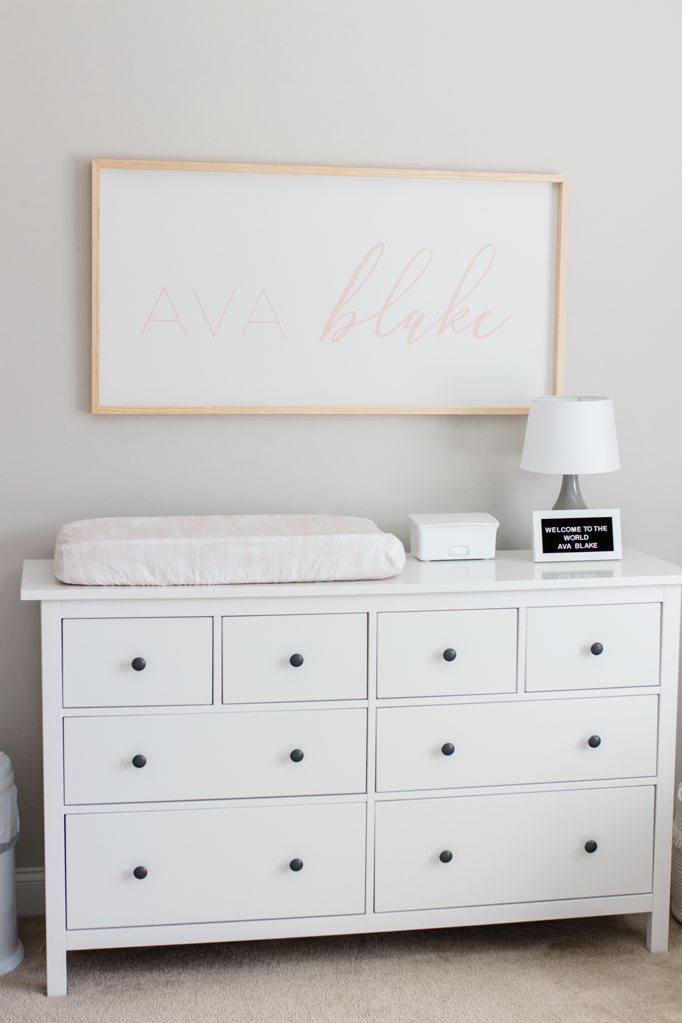 Step inside this gorgeous baby girl's nursery in soft blue and blush tones. Click through for the details. #nursery #babygirl #girlsroom #girlsnursery #girlnursery #girlroom #baby #newbaby | glitterinc.com | @glitterinc