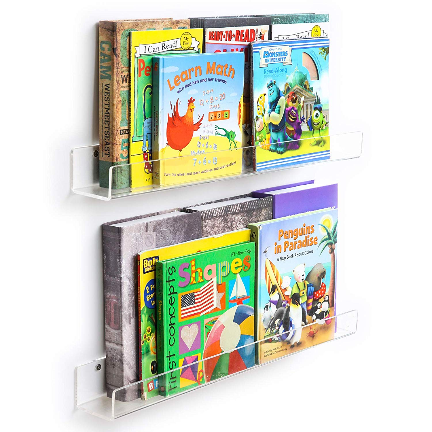 Acrylic Invisible Floating Bookshelf Display 24 inch, 2 Pack