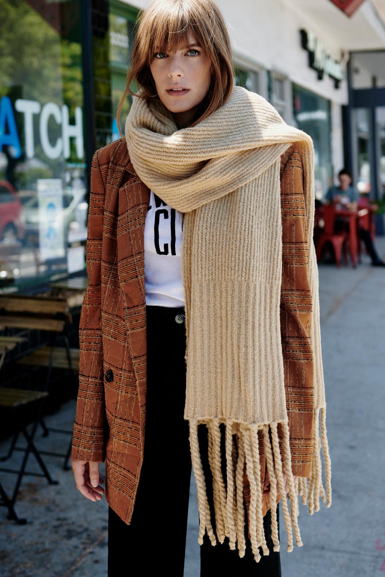 Free People Jaden Ribbed Fringe Blanket Scarf