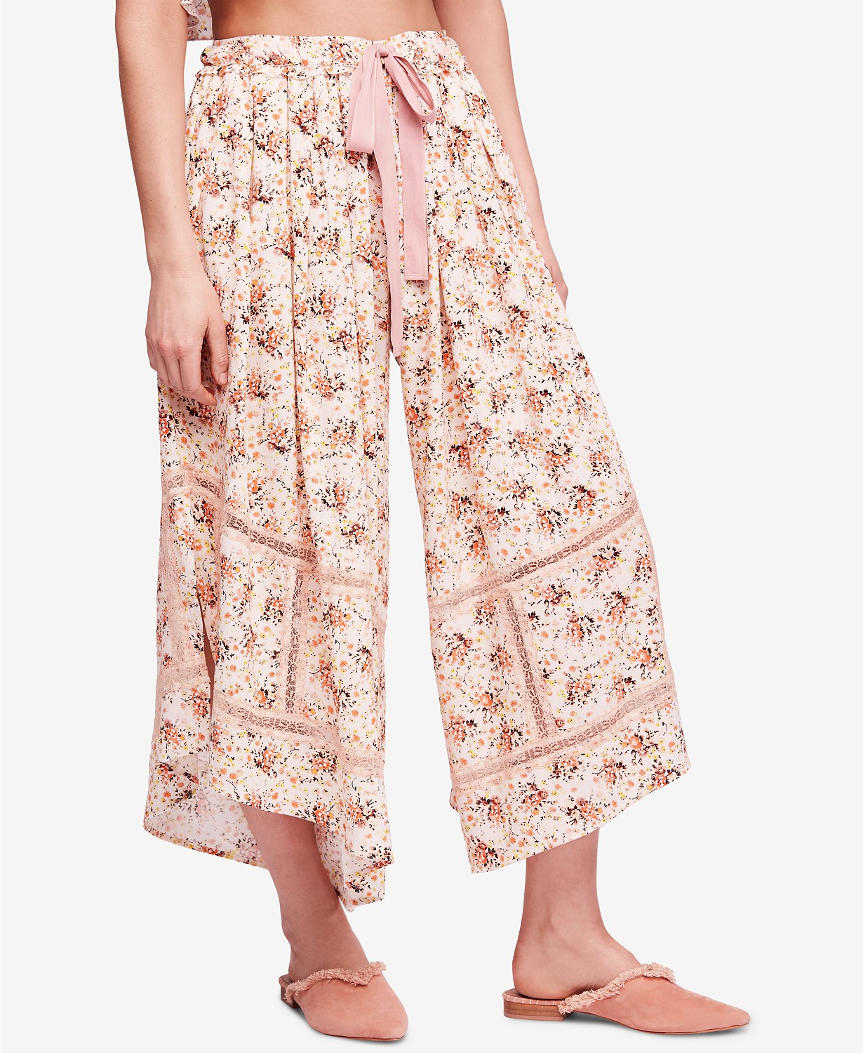 Free People Lovelord Crochet-Trim Sleep Pants