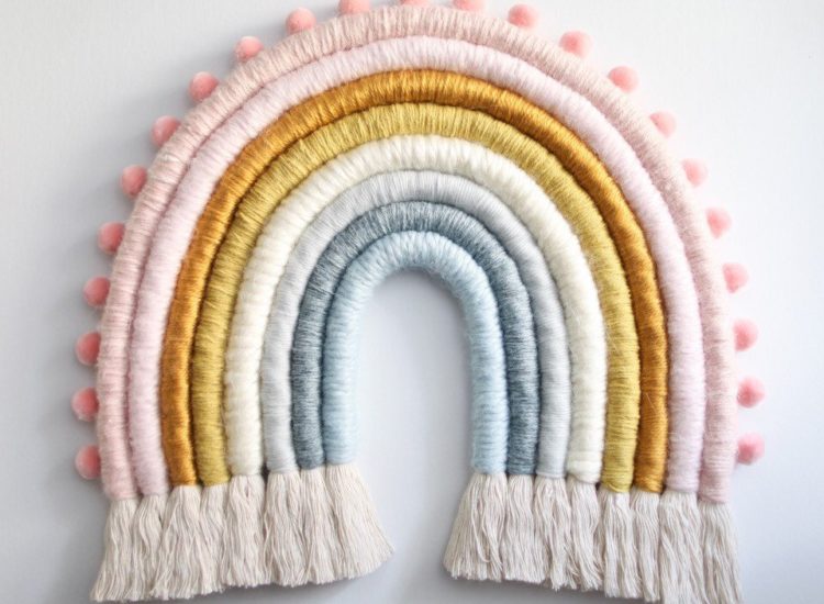 Mandi Smethells Earthy Large Rainbow Fiber Wall Hanging
