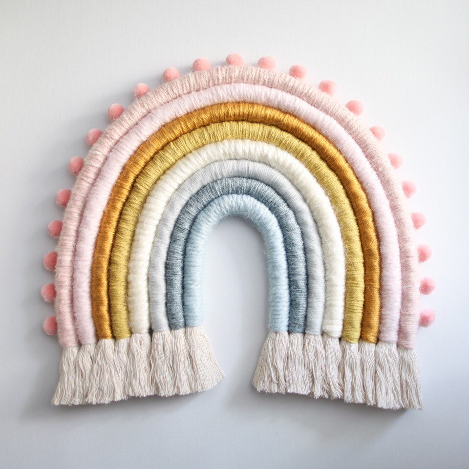 Mandi Smethells Earthy Large Rainbow Fiber Wall Hanging