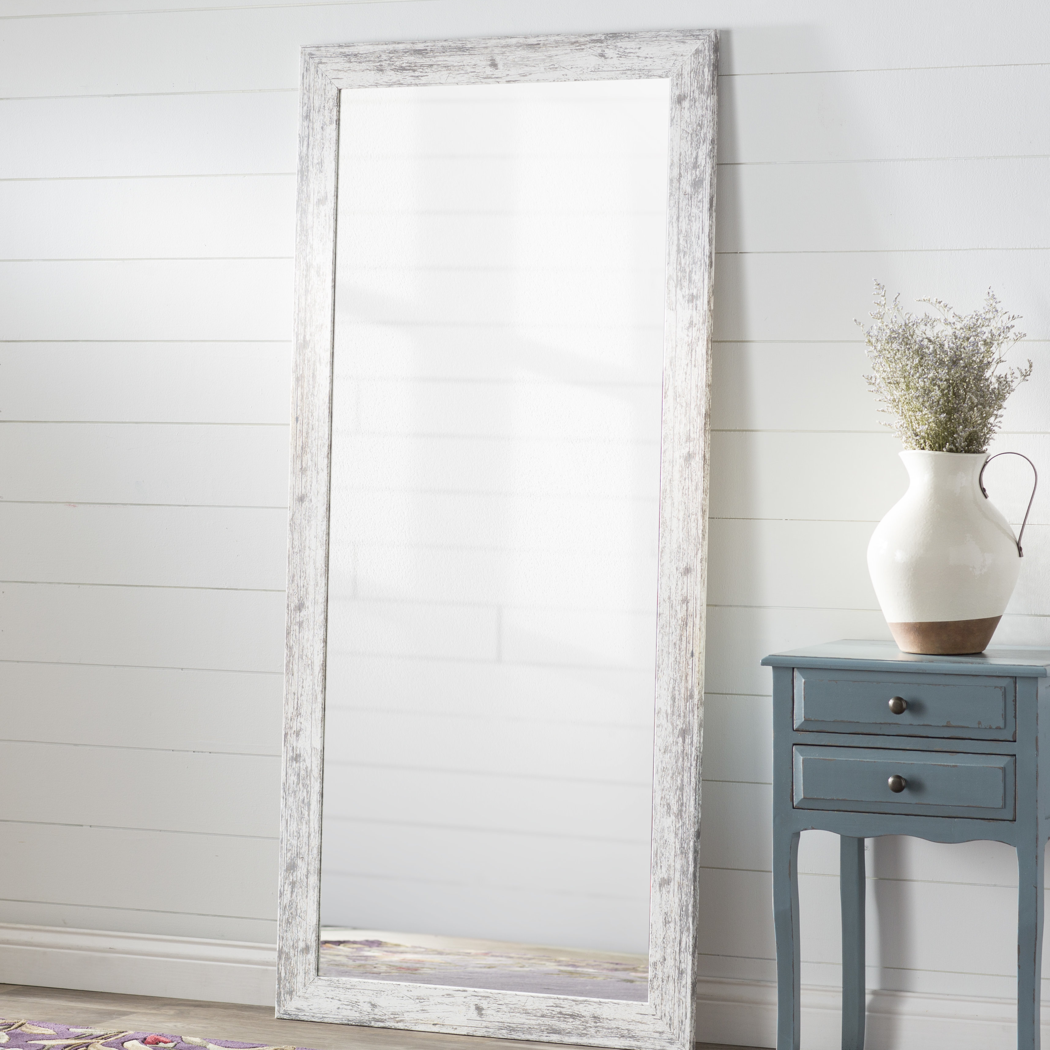 Wayfair White Weathered Handcrafted Farmhouse Wall Mirror 