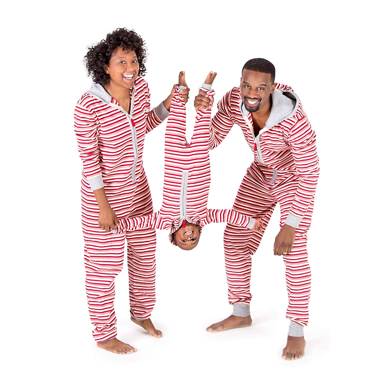 Burt's Bees Baby Holiday Family Jumpbees, Peppermint Stripe Jumpsuits