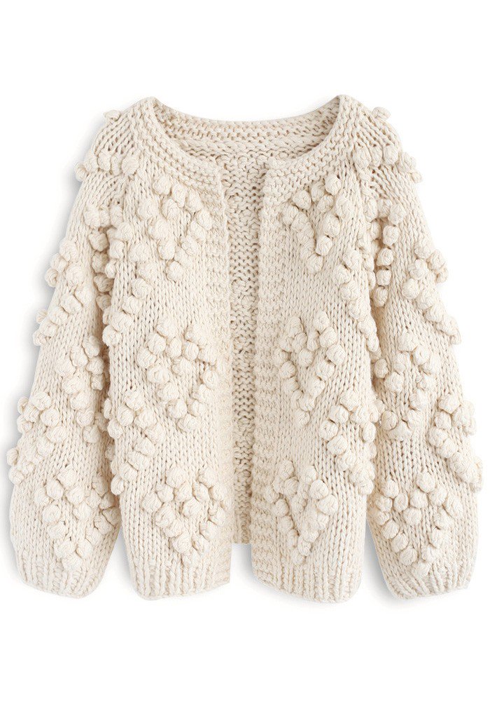 CHICWISH Knit Your Love Cardigan in Ivory