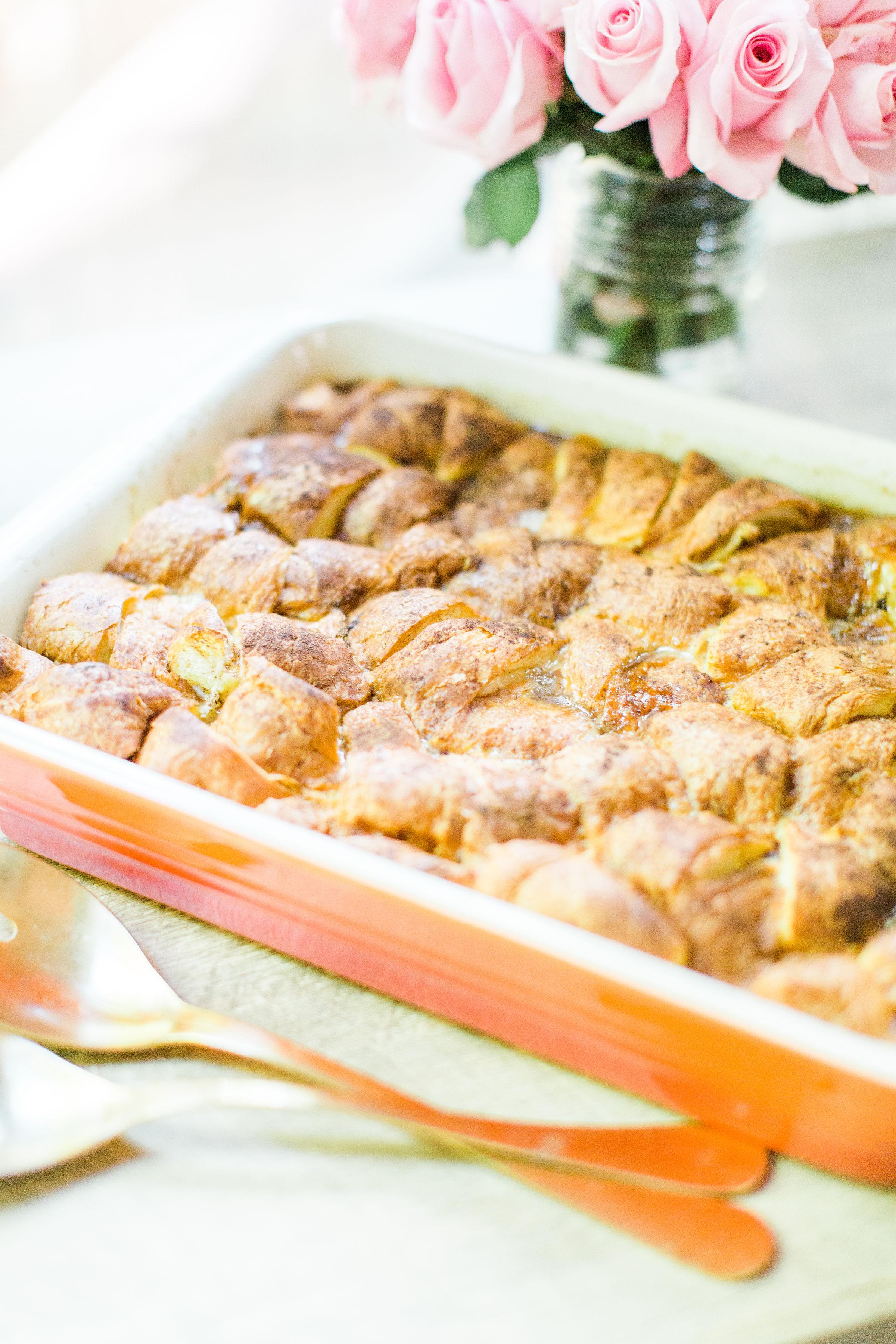 Look no further than this insanely amazing overnight crème brûlée french toast casserole. This decadent dessert has been a staple at our family brunches for years, and with this one special tweak, we've managed to make it even better. Read on for the details! Click through for the recipe. #cremebruleefrenchtoastcasserole #brunch | glitterinc.com | @glitterinc