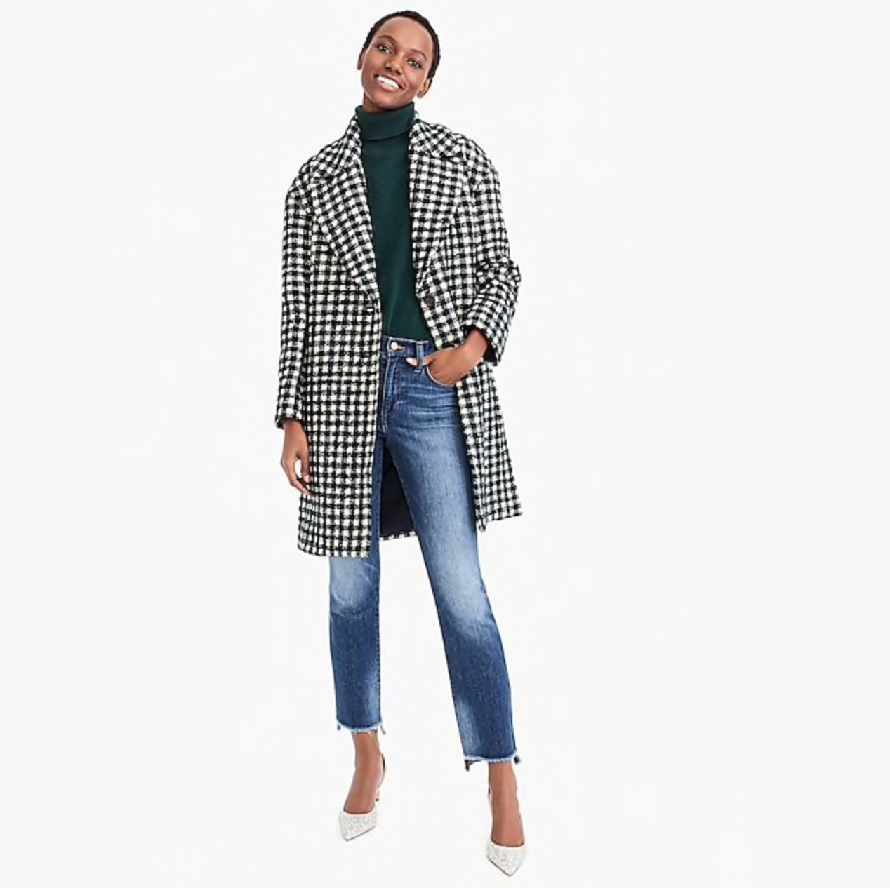 J.Crew Oversized Topcoat in Check Tweed