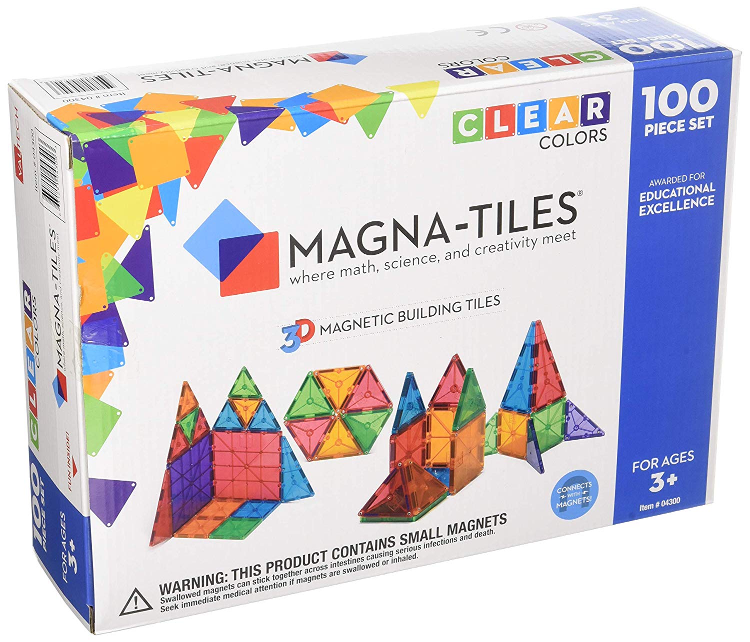 Magna-Tiles 100-Piece Clear Colors Set 