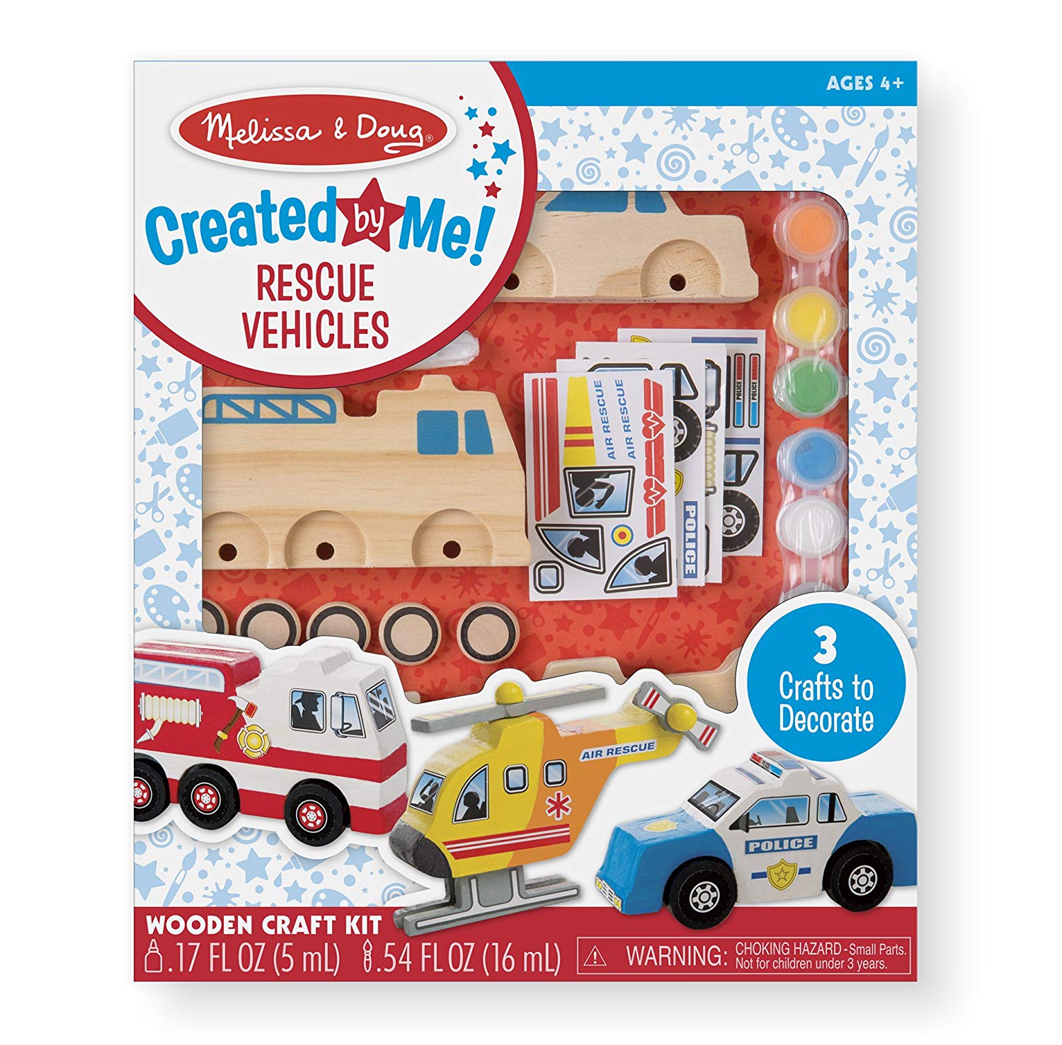 Melissa & Doug Decorate-Your-Own Wooden Rescue Vehicles Craft Kit