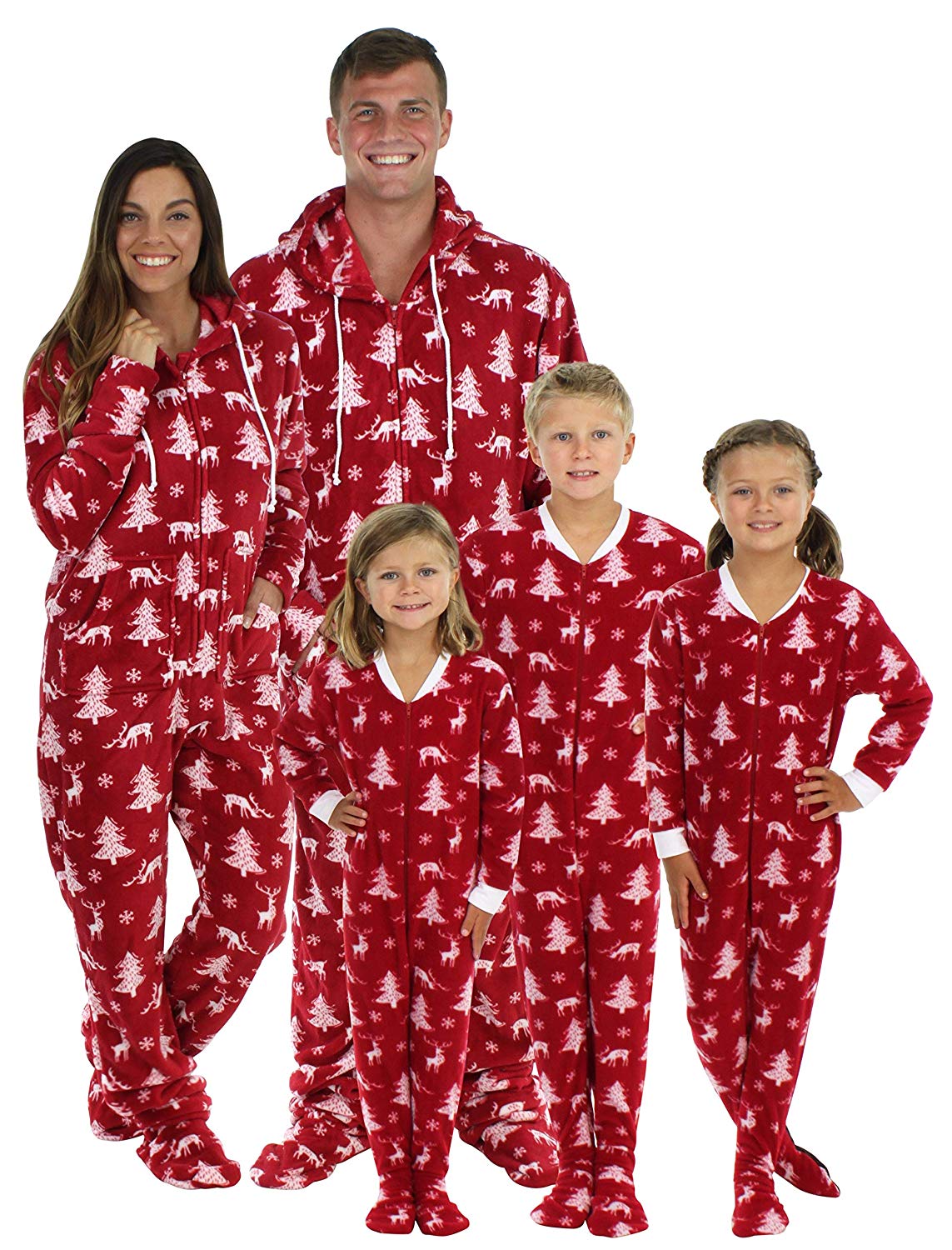 SleepytimePJs Family Matching Cranberry Deer Pajamas