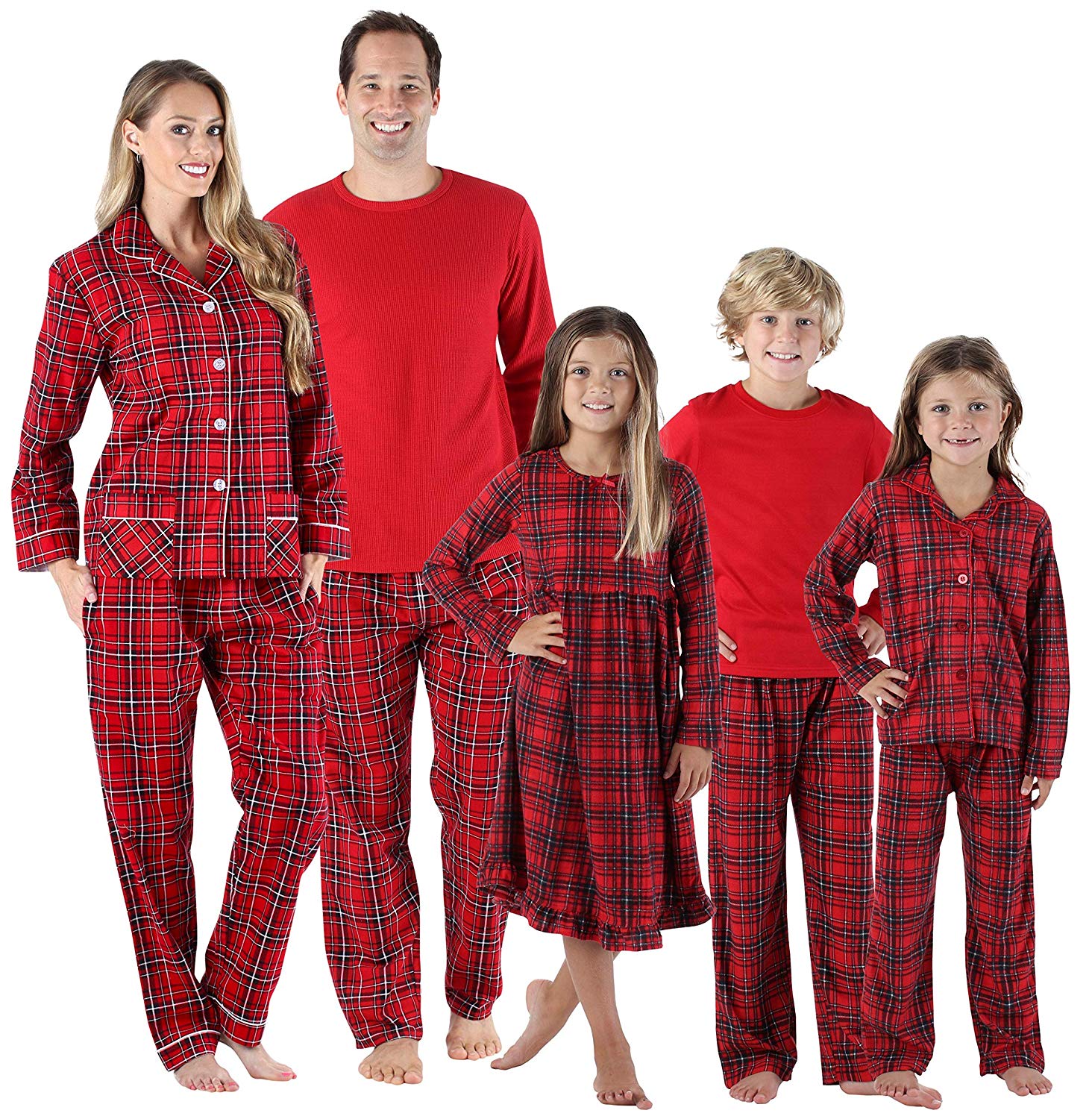 SleepytimePJs Holiday Family Matching Red Plaid Flannel Thermal Pajamas