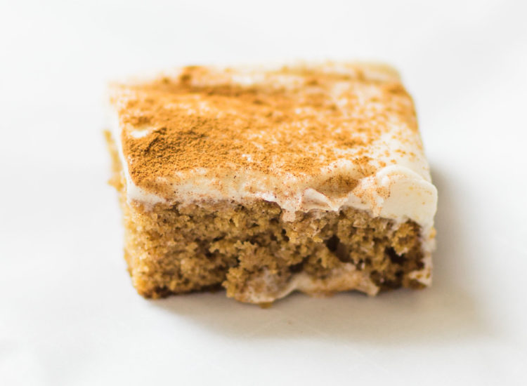 Applesauce Snack Cake with Cream Cheese Frosting - glitterinc.com