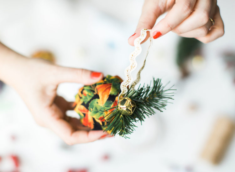 DIY Folded Fabric Pinecone Ornaments