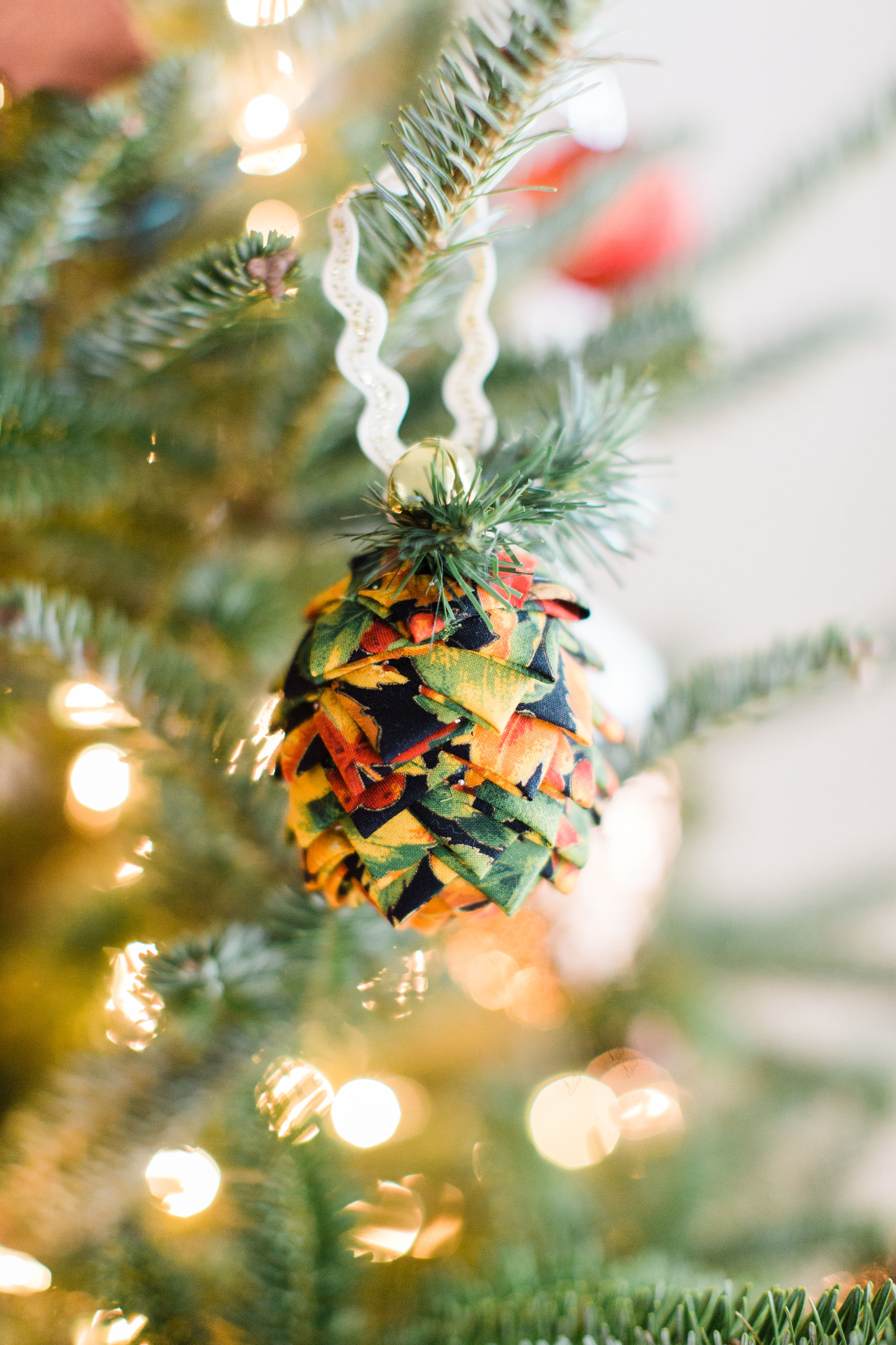 DIY Folded Fabric Pinecone Ornaments - Glitter, Inc.