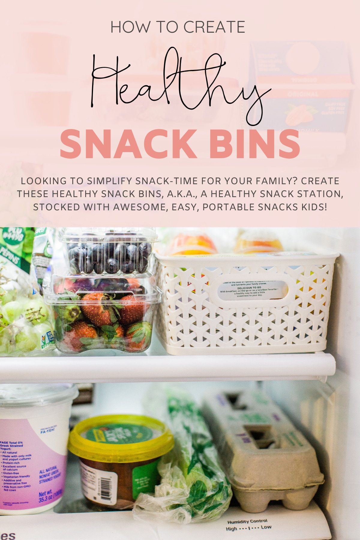 Hoping to simplify snack-time for your family? Create these healthy snack bins, a.k.a., a healthy snack station, stocked with awesome, easy, portable snacks kids and grown-ups alike will love! Perfect for after school snacking. | glitterinc.com | @glitterinc