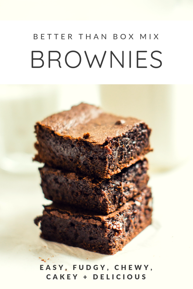 These homemade fudgy, chewy, cakey brownies are super easy to make and taste just as good as your favorite box mix brownies ... dare I say, even better?! Click through for the recipe. | glitterinc.com | @glitterinc