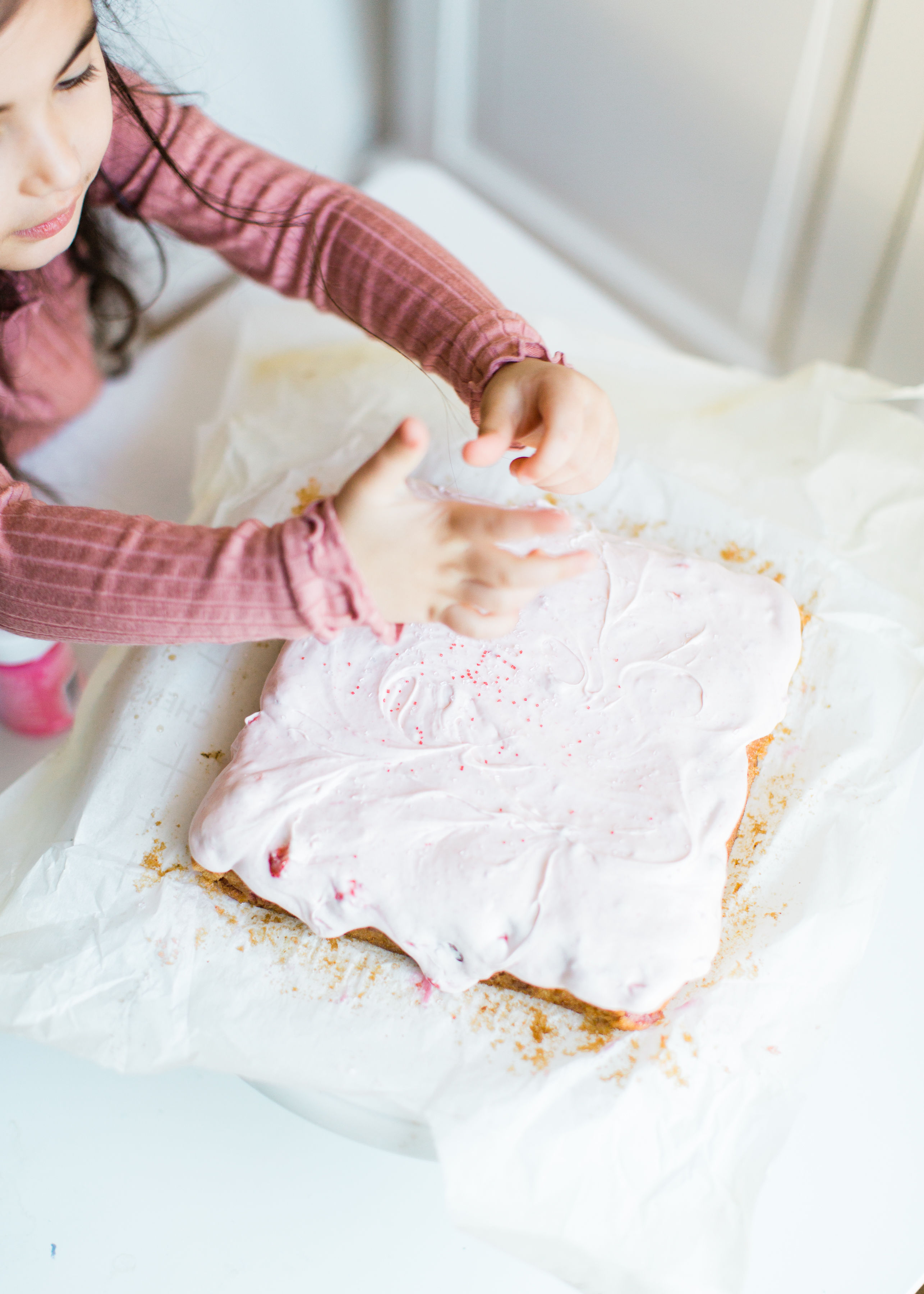 Even Scarlett's hair got a taste of the strawberry frosting. I call that a success.