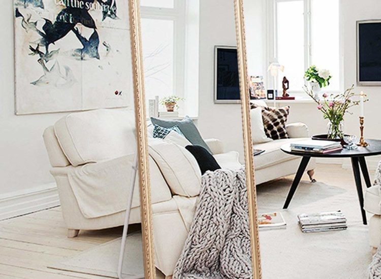 H&A Full Length Floor Mirror - 65"x22" Large Rectangle Wooden Finished Frame Standing Mirror