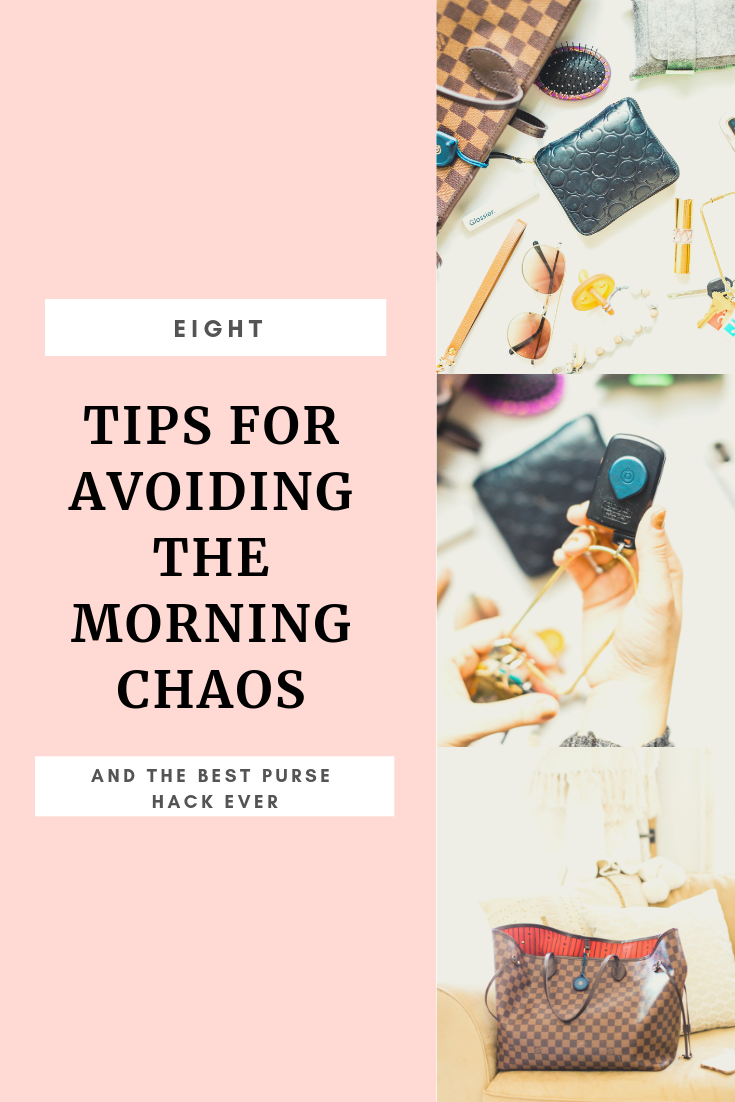 8 tips for avoiding the morning chaos, including actionable ways to stay on time, keep organized, and find a little bit of morning calm, including my new favorite mom hack - Adero - that now has a permanent spot in my diaper bag