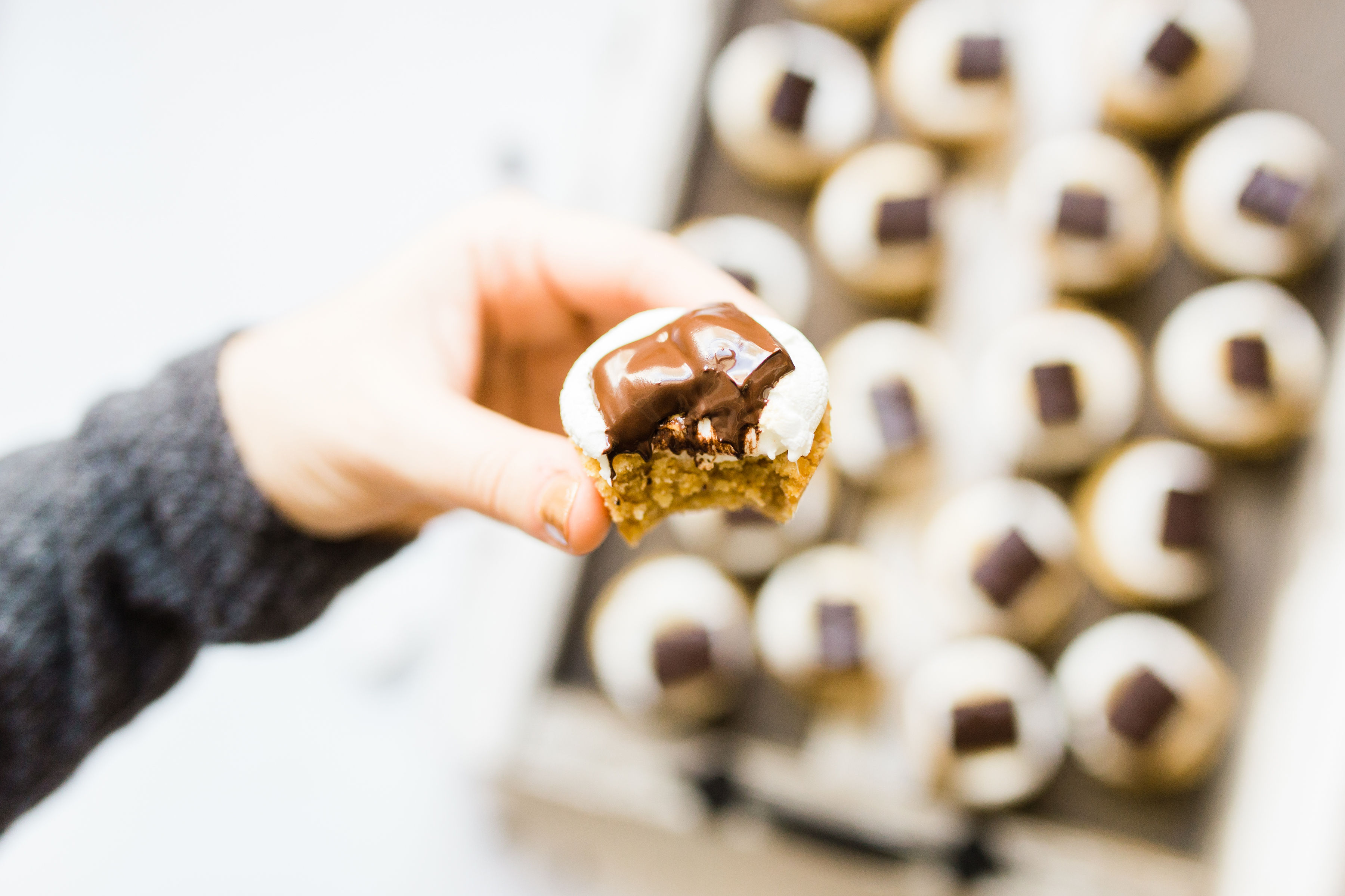 Each simple component to these S'mores Cookie Cups is delicious.