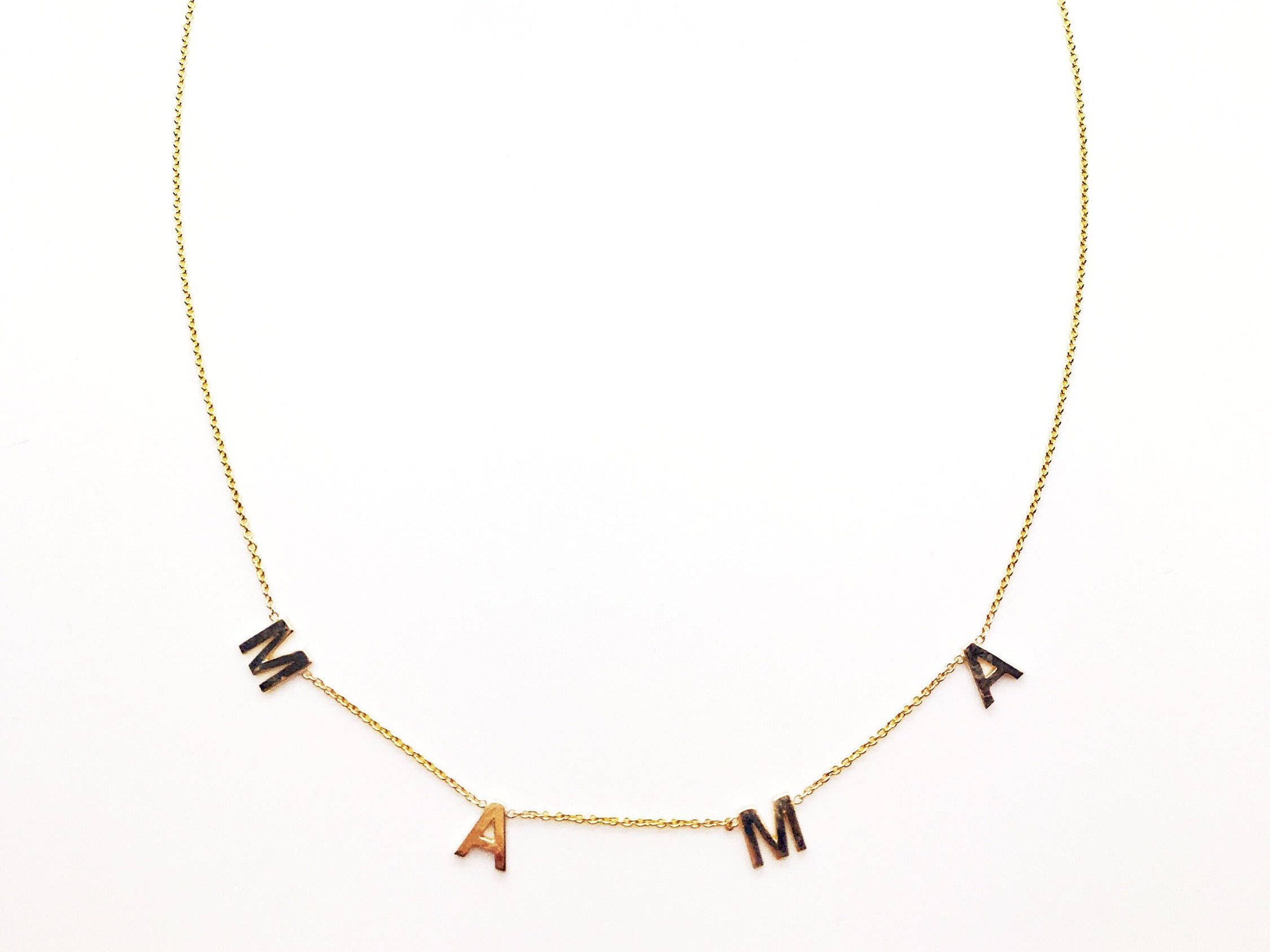 Olive Branch by Autumn 14k Solid Gold Spaced Letter Name Necklace