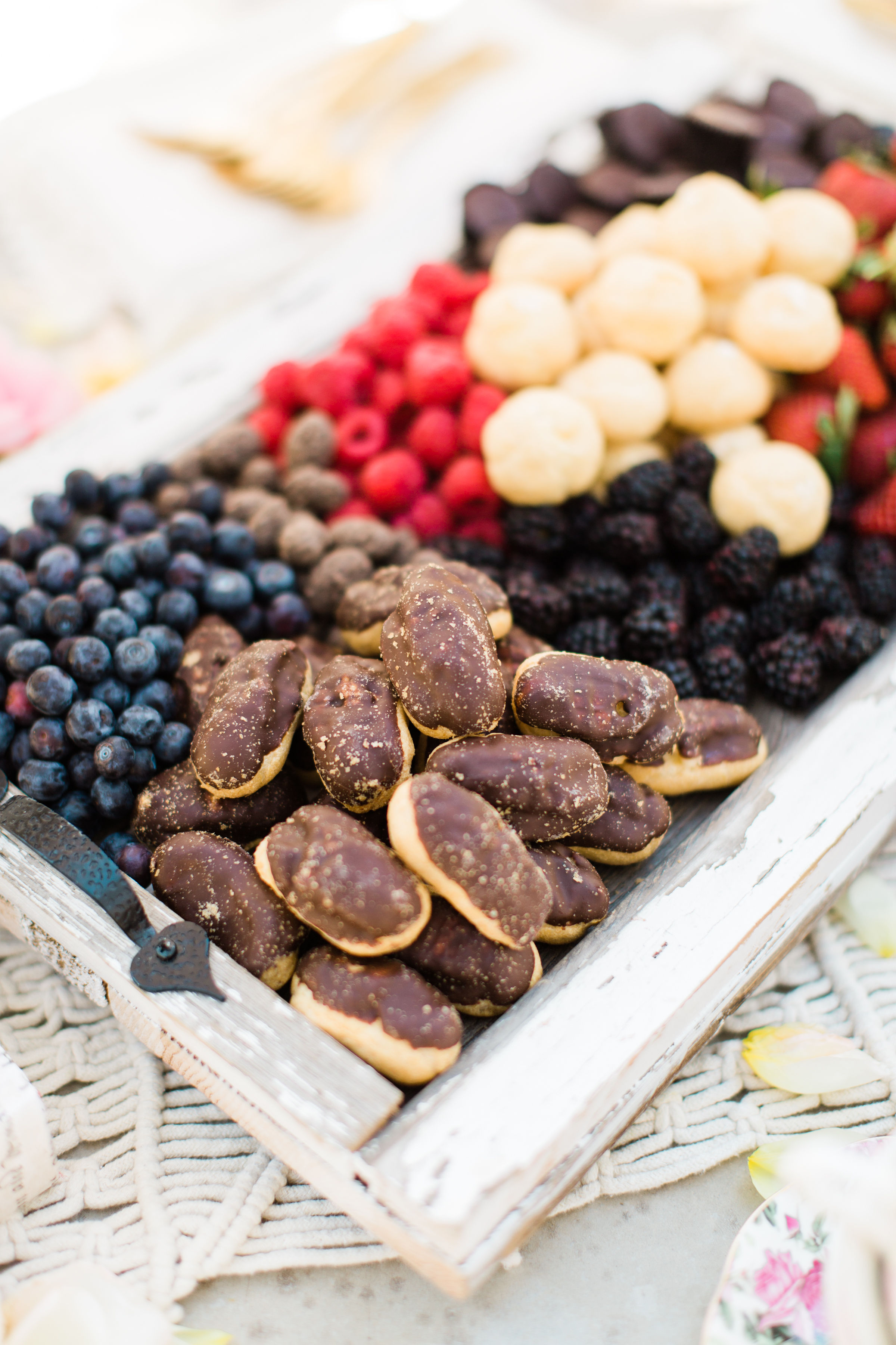 Tray with snacks and fruits