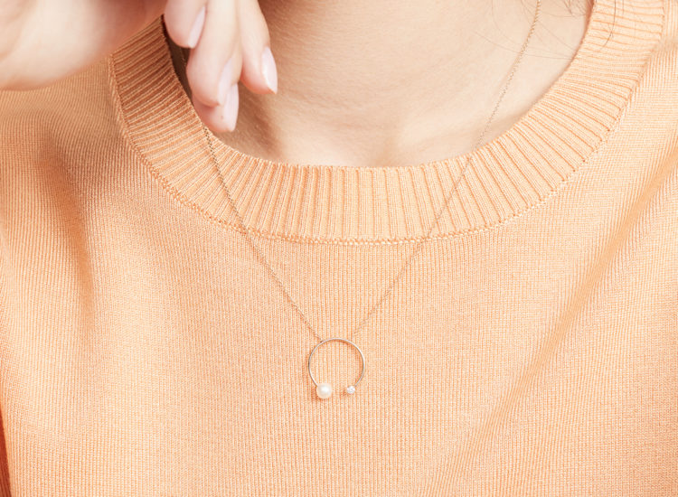 Zoe Chicco 14k Gold Freshwater Cultured Pearl Open Circle Necklace